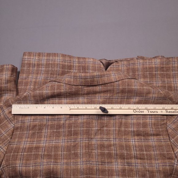 Joseph Abboud E.Thomas Wool Silk Linen Blend Plaid Blazer 2 Button 44S - Picture 8 of 13